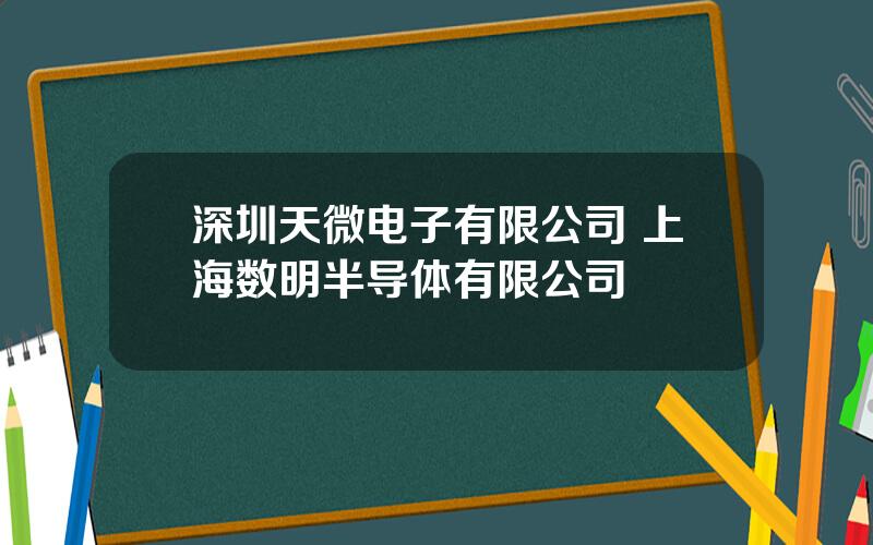 深圳天微电子有限公司 上海数明半导体有限公司